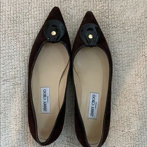 Jimmy Choo pointy toe brown flats
